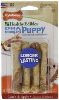 Nylabone Healthy Edible Puppy Lamb and Apple Petite Pet Chew Toy, 4 Count