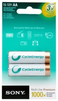 Sony Cycle Energy NHAAB2KN 2000 mAh AA Pre-Charged Batteries (2 Pack)