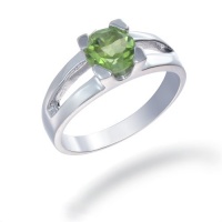 7MM 1.25 CT Peridot Ring In Sterling Silver (Available In Sizes 6 - 9)