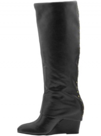 Steven by Steve Madden Women's Mauraa Boot,Black Leather,6 M US