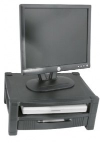 Kantek Two-Level Stand, Removable Drawer, 17 x 13  x 3 to 7, Black (MS480)