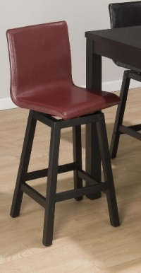 Basic Black Finished Bain Swivel Stool In Red Faux Leather (Set Of 2)