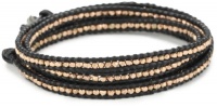 Chan Luu Rose Gold Vermeil Black Leather Wrap Bracelet