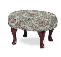 Upholstered Cherry Wood Foot Stool Wooden Footstool