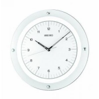 Seiko Wall Quiet Sweep Second Hand Clock Curved Glass Crystal White Dial