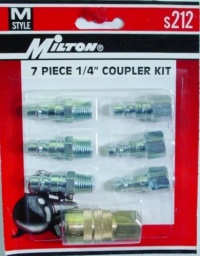 Milton M-Style Air Coupler and Plug Set - 1/4in. NPT, 7-Pcs., Model# S-212