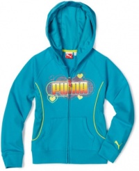 Puma - Kids Girls 7-16 Heart Hoodie, Bluebird, Medium