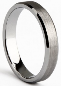 SOMEN TUNGSTEN 4mm Tungsten Carbide Ring Silver Flat Brushed Promise Wedding Bands Size 4 - 10.5