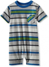 Tea Collection Baby-boys Infant Surf Beach Pocket Tee Romper, Medium Heather Grey, 12-18 Months