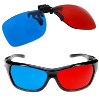 GTMax 2x Red and Cyan Glasses Fits over Most Prescription Glasses for 3D Movies, Gaming and TV 1x Clip On ; 1x Anaglyph style