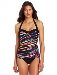 Ocean Avenue Women's Zip Line Ring Bandeau Tankini Top