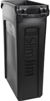 Rubbermaid Commercial Executive Series FG354060BLA 32-Gallon Slim Jim Waste Receptacle with Venting Channels, Rectangular, 11 Width x 22 Depth x 30 Height