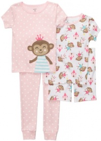 Carter's 4-pc. Monkey Princess Pajama Set PINK 12 Mo