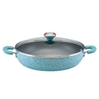 Paula Deen Signature Porcelain Nonstick 12-Inch Covered Chicken Deep Fryer, Aqua Speckle