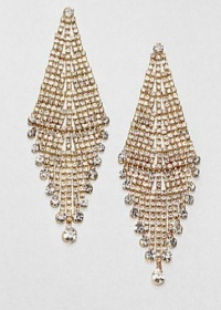 ABS by Allen Schwartz Earrings, Gold-Tone Glass Chandelier Earrings