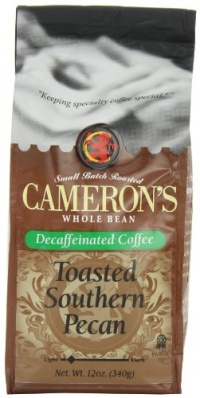 CAMERON'S Decaf Toasted Whole Bean Coffee, Southern Pecan, 12-Ounce