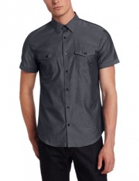 Calvin Klein Sportswear Men's Short Sleeve YD Chambray Poplin With Contrast Trim