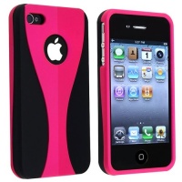 Snap-on Rubber Coated Case for Apple® iPhone® 4 4S 4GS 4G AT&T / Verizon, Pink / Black