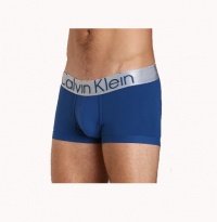 Calvin Klein Men's Steel Micro Low Rise Trunk Brief Underwear-Blue-Medium