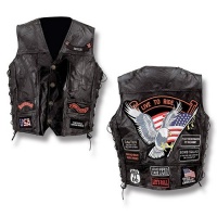 Diamond Plate Genuine Buffalo Leather Biker Vest