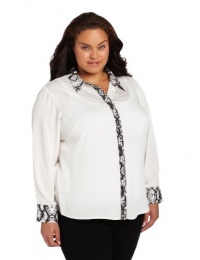 Calvin Klein Women's Plus-Size Blouse With Combo Placket