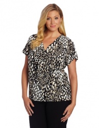 Calvin Klein Women's Plus-Size Print V Neck with Hardware