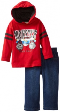 Kids Headquarters Baby-boys Infant Monster Truck Hoody with Jeans, Red, 18 Months