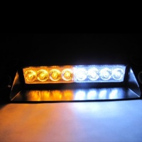 White / Amber Warning Caution Van Truck 8-LED Emergency Strobe Light Lamp Bar #72