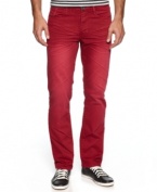 Try a new riff on your favorite old blues with these boldly colored jeans from Ring of Fire.