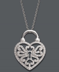 Unlock sweet, sparkling secrets in style. A heart-shaped lock pendant shines with the addition of round-cut diamonds (1/4 ct. t.w.). Crafted in sterling silver. Approximate length: 18 inches. Approximate drop: 1/2 inch.