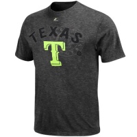 MLB Majestic Texas Rangers Youth Neon Logo Heathered T-Shirt - Charcoal