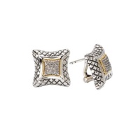 925 Silver & Diamond Contemporary-Style Earrings with 18k Gold Accents (0.25ctw)