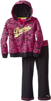 Puma - Kids Girls 2-6X Little Zebra Print Hoodie Set, Black, 5