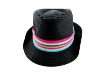 Fashion Unisex Straw Fedora Short Brim Hat in Black