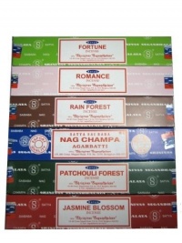 Set of 6 Incense Nag Champa Fortune Jasmine Patchouli Romance and Rain Forest...