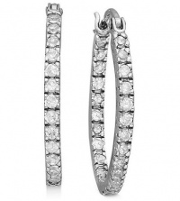 B. Brilliant Sterling Silver Earrings, Cubic Zirconia Oval Hoop (1/2 ct. t.w.)