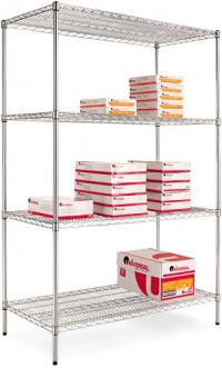 Alera SW504824SR Industrial Wire Shelving Starter Kit, 4 Shelves, 48w x 24d x 72h, Silver