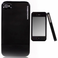 CaseCrown Metallic Glider Case for Apple iPhone 4 and 4S (AT&T, Sprint, & Verizon compatible) - Black