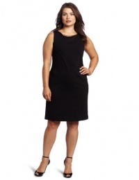 Calvin Klein Women's Plus-Size Seam Dress With Neck Hardware, Black, 14W