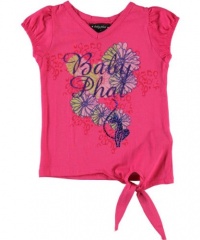 Baby Phat Girls Graphic Tee with Side Tie Pinkberry 3T