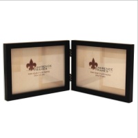 Lawrence Frames Hinged Double (Horizontal) Black Wood Picture Frame, Gallery Collection, 5 by 7-Inch