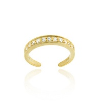 18K Gold Over Sterling Silver Channel Set CZ Toe Ring