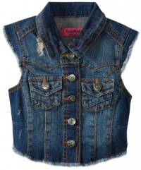 Freestyle Revolution Girls 7-16 Raw Edge Denim Vest, Perfect Blue, Large