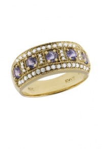 Effy Jewlery 14K Yellow Gold Tanzanite and Diamond Ring, .92 TCW Ring size 7