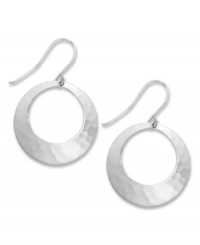 A touch of silver. Giani Bernini's pretty and petite open circle earrings feature a unique hammered surface in sterling silver. Approximate drop: 1 inch.