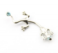 316L Surgical Steel 14 Guage Gecko Lizard Navel Belly Bar Ring Button Body Jewelry 1.6mm