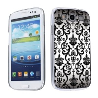 Samsung Galaxy S3 Hard Plastic Back Cover Case will fit AT&T, Verizon, Sprint, T-Mobile, U.S Cellular, International GSM - White Vintage Flow