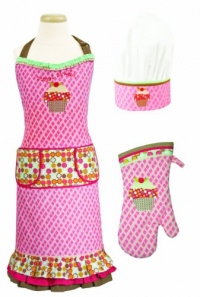 MUkitchen MiniMu Kids 3-Piece Apron Set, Sweet Stuff