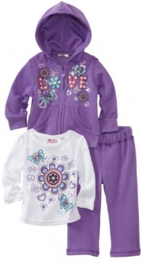 Young Hearts Baby-Girls Infant 3 Piece Love Fleece Jacket Set