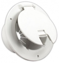 JR Products 541-2-A Polar White Deluxe Round Electric Cable Hatch with Back